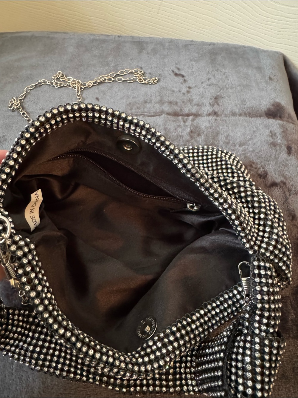 Black Rhinestone Chain-Handle Shoulder Bag - Picture 2 of 2